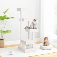 Kattenmeubel 45,5x49x103 cm massief grenenhout wit - thumbnail