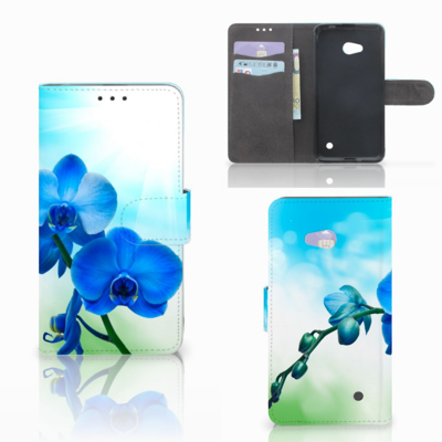 Microsoft Lumia 640 Hoesje Orchidee Blauw - Cadeau voor je Moeder Microsoft Lumia 640 Hoesje Orchidee Blauw - Cadeau voor je Moeder