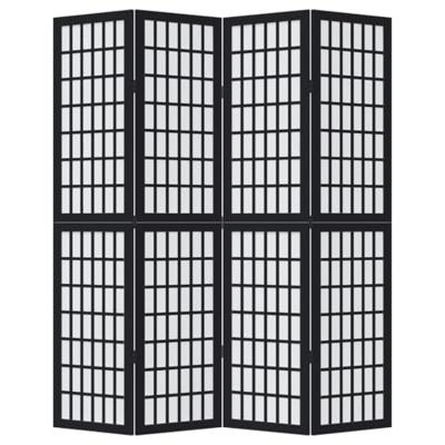 Kamerscherm met 4 panelen massief paulowniahout zwart