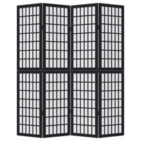 Kamerscherm met 4 panelen massief paulowniahout zwart - thumbnail