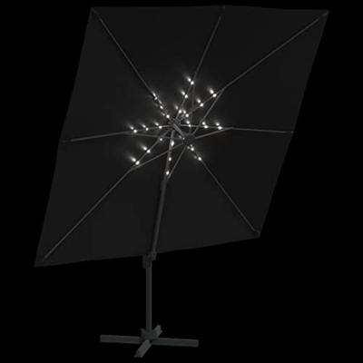 VidaXL Zweefparasol met led-verlichting 400x300 cm zwart