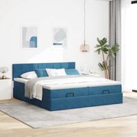 Ottoman bed met matrassen en LED's 160x200cm fluweel - thumbnail