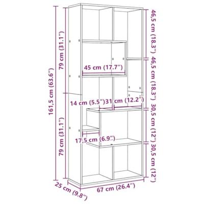 Kamerscherm / boekenkast 67x25x161,5 cm hout sonoma eikenkleur