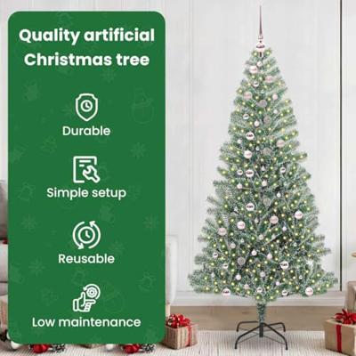 VidaXL Kunstmatige kerstboom sneeuw gevlochten met led licht 240 cm