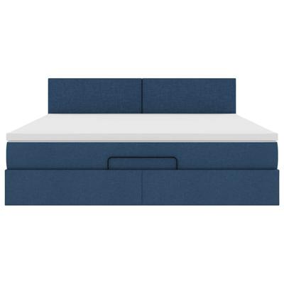 Ottoman bed met matras en LED's 90x190cm stof blauw