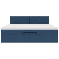 Ottoman bed met matras en LED's 90x190cm stof blauw - thumbnail