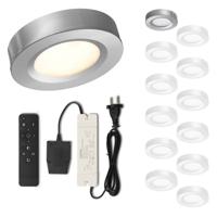 Set LED-opbouwspot met afstandsbediening Adria zilver 3W dimbaar IP44 1-12 stuks - thumbnail
