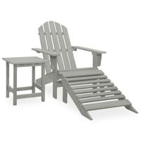 Tuinstoel Adirondack voetenbank tafel massief vurenhout grijs - thumbnail