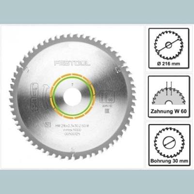 Festool Cirkelzaagblad voor Hout | Wood Fine Cut | Ø 216mm Asgat 30mm 60T - 500125 - thumbnail