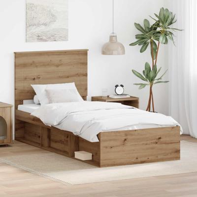 Bedframe Ambachtelijk eiken 100 x 200 cm Massief grenenhout