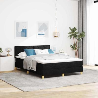 Boxspring bed met matras met hoofdeinde Zwart 140 x 200 cm Stof