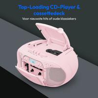 MEDION E66476 Stereo Geluidssysteem (boombox, CD-speler, MP3, cassette, draagbare cassettespeler voor kinderen, FM-radio, AUX, hoofdtelefoon, netvoeding & batterij) Roze - thumbnail