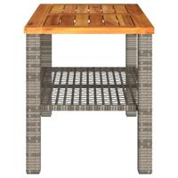 Tuintafel 70x38x42 cm poly rattan en acaciahout grijs - thumbnail
