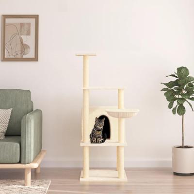 VidaXL Kattenmeubel met sisal krabpalen 132 cm crèmekleurig