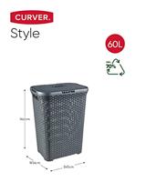 Curver Style Rieten-Look Wasmand 60L Antraciet - thumbnail