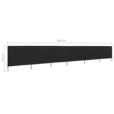VidaXL Windscherm 6-panelen 800x80 cm stof zwart - thumbnail