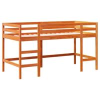 Kinderhoogslaper met ladder 80x200 cm massief grenenhout bruin - thumbnail