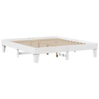 Bed met boekenkast zonder matras grenenhout wit 200x200 cm - thumbnail