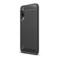 Shop4 - Xiaomi Mi A3 Hoesje - Zachte Back Case Brushed Carbon Zwart - thumbnail