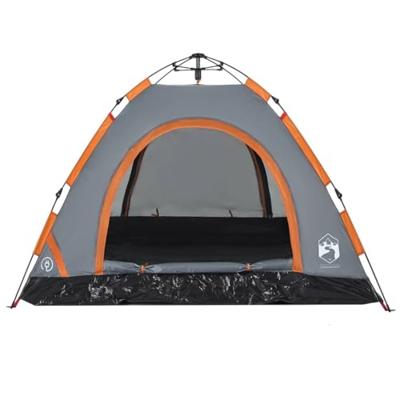 Tent 3-persoons snelontgrendeling grijs en oranje - thumbnail