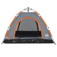 Tent 3-persoons snelontgrendeling grijs en oranje - thumbnail