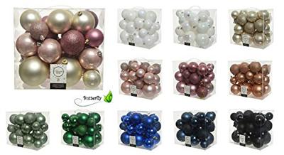 Decoris kerstballen set Plastic 26st parel 6-8-10cm