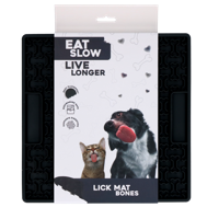 Eat Slow Live Longer Likmat, 21 x 21 cm, vierkant, snuffelmat, anti-snuffelmat, slowfeeder, afleiding, honden en katten, 100% siliconen, met zuignappen, vaatwasmachinebestendig, grijs - thumbnail