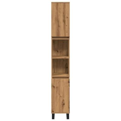 Badkamerkast 30x30x190 cm bewerkt hout artisanaal eikenkleurig