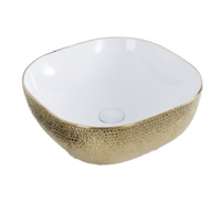 Waskom Best Design Royal Gold Opbouw Keramiek 42.5x14.5 cm Messing Goud - thumbnail