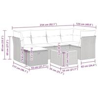 7-delige Loungeset met kussens poly rattan grijs - thumbnail