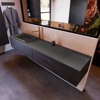 Badkamermeubelset Mondiaz Erin 200 cm met 2 Lades met RIDGE Wastafel Links Dark grey met 1 kraangat Greeploos Mat Antracite - thumbnail