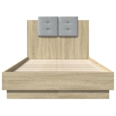 Bedframe met hoofdbord en LED sonoma eikenkleurig 90x190 cm - thumbnail