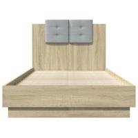 Bedframe met hoofdbord bewerkt hout sonoma eiken 75x190 cm - thumbnail