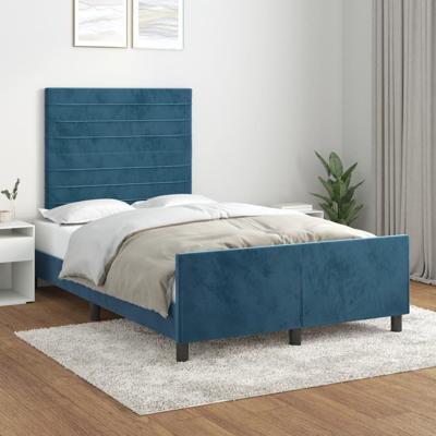 Bedframe zonder matras 120x190 cm fluweel donkerblauw Bedframe zonder matras 120x190 cm fluweel donkerblauw