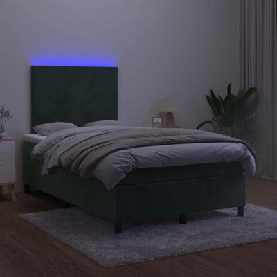 Boxspring met matras en LED fluweel donkergroen 120x200 cm