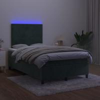 Boxspring met matras en LED fluweel donkergroen 120x200 cm - thumbnail