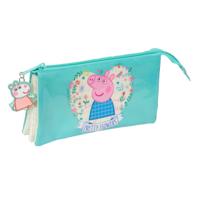 Pennenetui met 3 vakken Peppa Pig Pretty flowers Geel Munt 22 x 12 x 3 cm - thumbnail
