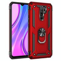 Voor Xiaomi Redmi 9 Schokbestendige TPU + PC Beschermhoes met 360 graden roterende houder(Rood) - thumbnail