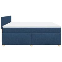 Boxspring met matras stof blauw 200x200 cm - thumbnail