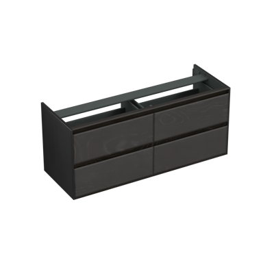 Onderkast Forzalaqua Reno 2.0 140x51x60 Cm 4 Lades Softclose Eiken Black Oiled