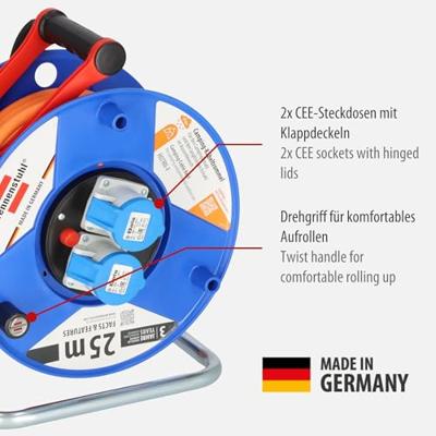 Garant CEE 2 IP44 Camping / Maritieme kabelhaspel 25m H07RN-F 3G2,5 - thumbnail