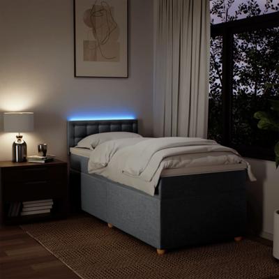Boxspring met matras stof lichtgrijs 140x200 cm - thumbnail