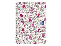 Oxford Floral softcover spiraalschrift, ft A6, 50 vel, geruit 5 mm, 4 geassorteerde designs - thumbnail