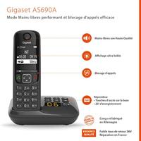 Gigaset AS690A draadloze telefoon, antwoordapparaat, Duo, zwart. - thumbnail