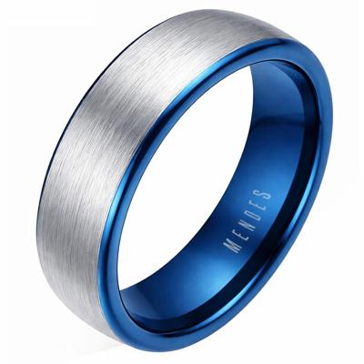 Wolfraam ring geborsteld zilver met Blauw 6mm-21mm