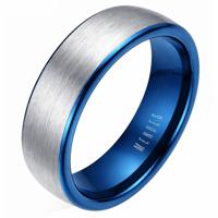 Wolfraam ring geborsteld zilver met Blauw 6mm-21mm - thumbnail
