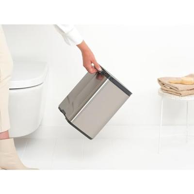 Brabantia Bo afvalemmer 7 liter met kunststof binnenemmer matt steel fingerprint proof - thumbnail
