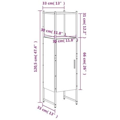 Badkamerkast 33x33x120,5 cm bewerkt hout bruin eikenkleurig