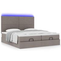Ottoman bed met matrassen en LED's 180x200cm stof taupe - thumbnail