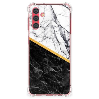 Samsung Galaxy A13 5G | A04s Anti-Shock Hoesje Marmer Wit Zwart - Origineel Cadeau Man Samsung Galaxy A13 5G | A04s Anti-Shock Hoesje Marmer Wit Zwart - Origineel Cadeau Man